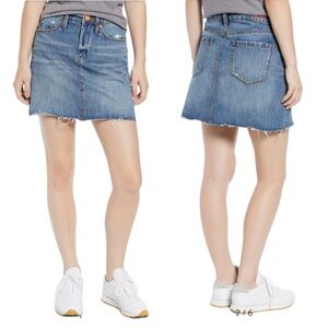 Blank NYC Mini Jean Skirt Blue Denim Raw Frayed Hem Distressed Size 27